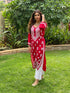 Miesha Iyer in Premium Hand Embroidery Chikankari Kurta Modal Cotton- Red